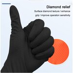 Nitrile Gloves Factory - OEM/ODM Custom Black Heavy Diamond Grip Industrial Nitrile Gloves Powder Free