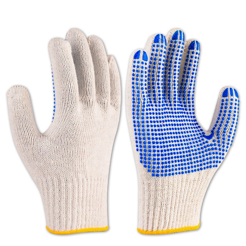 Mechanic Gloves Manufacturer - OEM/ODM Custom Industrial Safety Cotton Mechanic Gloves PVC Dots Blue Bulk