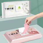 Nitrile Gloves Factory - OEM/ODM Custom Household Disposable Nitrile Gloves White Pink Thickened Powder Free