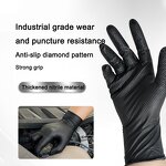 Nitrile Gloves Factory - OEM/ODM Custom 8g Black Heavy Diamond Grip Industrial Nitrile Gloves