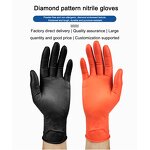 Nitrile Gloves Factory - OEM/ODM Custom 8g Black Heavy Diamond Grip Industrial Nitrile Gloves