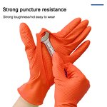 Nitrile Gloves Manufacturer - OEM/ODM Custom Wholesale Diamond Texture Orange Nitrile Gloves Auto Repair