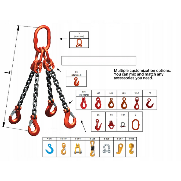 G80 Combined Rigging Manufacturer - Alloy Steel Chain Matched with Various Lifting Rigging Polished