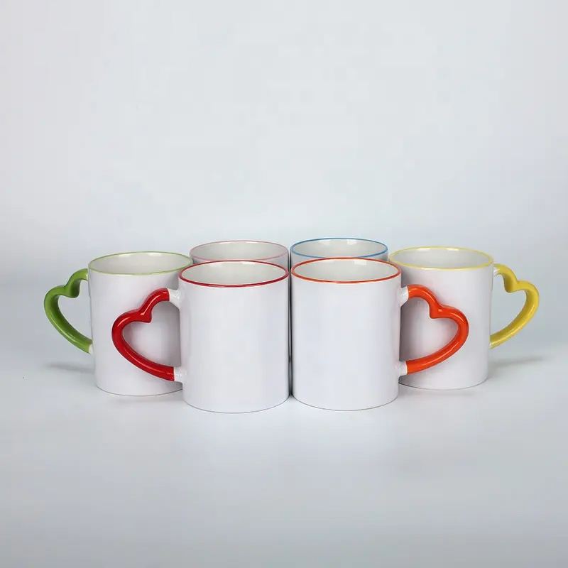 Ceramic Mug Factory - OEM/ODM Custom 11oz Colorful Border Handle Sublimation White Mug