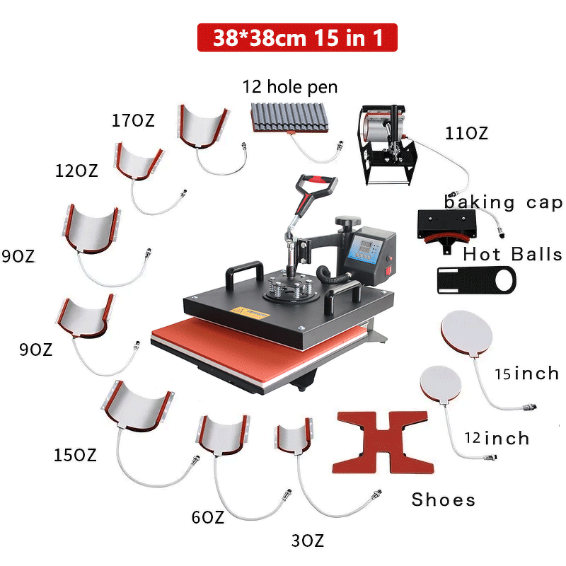 Heat Press Machine Manufacturer - OEM/ODM Custom 15 in 1 Heat Press Combo Thermal Transfer Printing Machine
