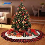 Tree Skirt Blank Factory - OEM/ODM Custom Plaid Edge Decoration Sublimation Ornament Tree Skirt