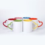 Ceramic Mug Manufacturer - OEM/ODM Custom 11oz Inner Color Heart Handle Sublimation Ready Mug