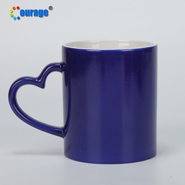 Magic Mug Manufacturer - OEM/ODM Custom Heart Handle Glossy Sublimation Color Changing Ceramic Magic Mug