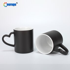 Magic Mug Factory - OEM/ODM Custom 11oz Heart Handle Matte Color Changing Sublimation Magic Mug