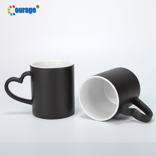 Magic Mug Factory - OEM/ODM Custom 11oz Heart Handle Matte Color Changing Sublimation Magic Mug