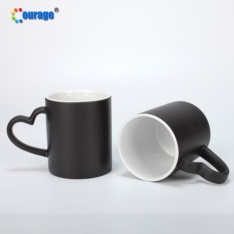 Magic Mug Factory - OEM/ODM Custom 11oz Heart Handle Matte Color Changing Sublimation Magic Mug
