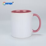 Ceramic Mug Factory - OEM/ODM Custom 11oz Colorful Handle White Sublimation Ceramic Coffee Cup