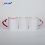 Ceramic Mug Factory - OEM/ODM Custom 11oz Colorful Border Handle Sublimation White Mug
