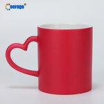 Color Changing Cup Factory - OEM/ODM Custom Heart Grip Matte Coated Color Changing Ceramic Coffee Mug