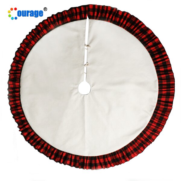 Tree Skirt Blank Factory - OEM/ODM Custom Plaid Edge Decoration Sublimation Ornament Tree Skirt