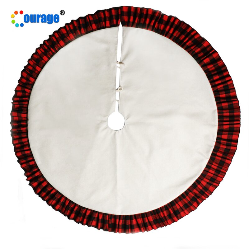 Tree Skirt Blank Factory - OEM/ODM Custom Plaid Edge Decoration Sublimation Ornament Tree Skirt