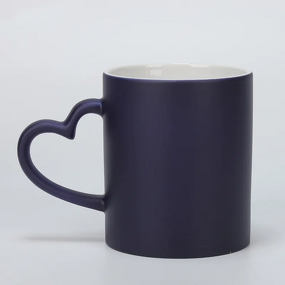 Color Changing Cup Factory - OEM/ODM Custom Heart Grip Matte Coated Color Changing Ceramic Coffee Mug