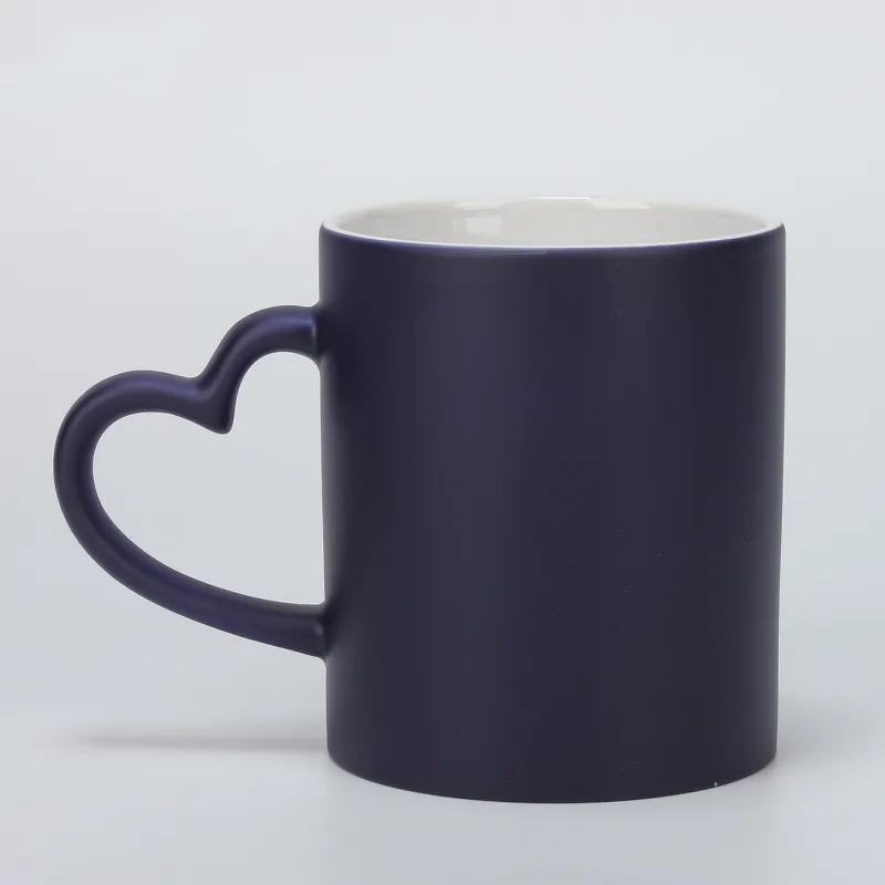 Color Changing Cup Factory - OEM/ODM Custom Heart Grip Matte Coated Color Changing Ceramic Coffee Mug