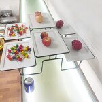 Serving Stand Manufacturer - OEM/ODM Custom Modern Simple 3 Tier Serving Stand with Porcelain Trays Collapsible