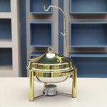 Chafing Dish Manufacturer - OEM/ODM Custom Hot Selling Luxury Gold Hanging Lid Stainless Steel Alcohol Stove