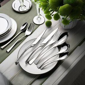 Flatware Set Factory - OEM/ODM Custom Custom Logo Wedding Stainless Steel Polish Flatware Set White Rose Silver