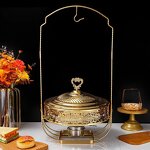 Chafing Dishes Factory - OEM/ODM Custom Factory Golden Chafing Dishes Diamond Suspender Lace Furnace Buffet Set