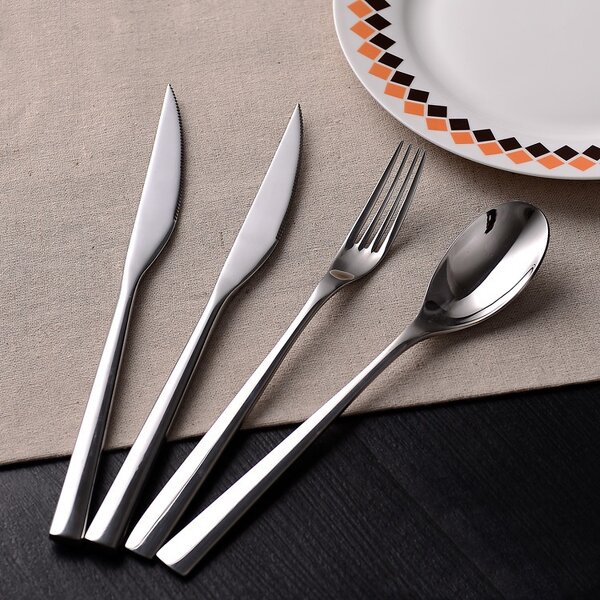Flatware Set Factory - OEM/ODM Custom Sustainable Stainless Steel Flatware Set Gold Cutlery Mirror Plate