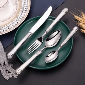 Silverware Set Factory - OEM/ODM Custom High Quality Vintage Golden Silverware Set Matt Handle Stainless Steel