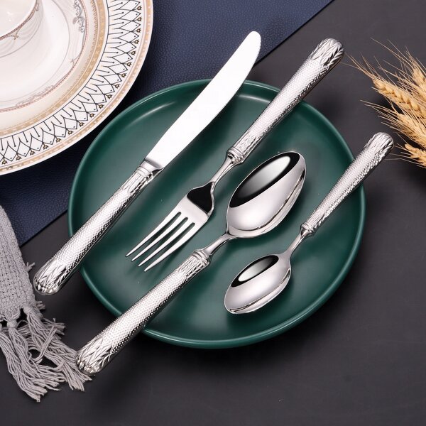Silverware Set Factory - OEM/ODM Custom High Quality Vintage Golden Silverware Set Matt Handle Stainless Steel