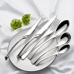 Flatware Set Factory - OEM/ODM Custom Custom Logo Wedding Stainless Steel Polish Flatware Set White Rose Silver