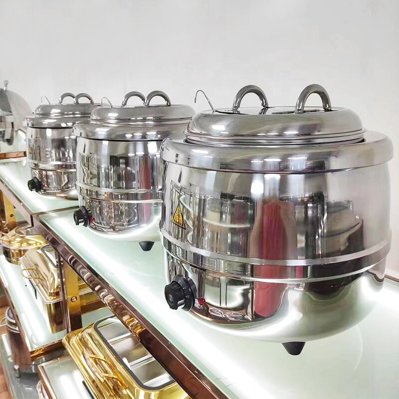 Electric Soup Warmer Pot Factory - OEM/ODM Custom Red Portable Counter Top Stainless Steel Electric Soup Warmer Pot