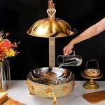 Hot Pot Manufacturer - OEM/ODM Custom Gold Round Hanging Hot Pot Hotel Restaurant Buffet Hot Pot