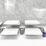 Catering Display Stand Manufacturer - OEM/ODM Custom Stainless Steel Two Tier Catering Display Stands with Ceramic Plates