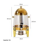 Juice Dispenser Manufacturer - OEM/ODM Custom Hotel 12 Liters Stainless Steel Hot Cold Juice Dispenser Gold