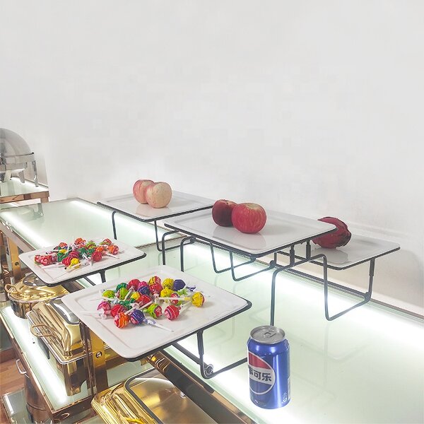 Serving Stand Manufacturer - OEM/ODM Custom Modern Simple 3 Tier Serving Stand with Porcelain Trays Collapsible