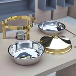 Chafing Dish Manufacturer - OEM/ODM Custom Hot Selling Luxury Gold Hanging Lid Stainless Steel Alcohol Stove