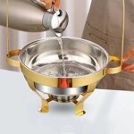 Chafing Dish Factory - OEM/ODM Custom Silver Stainless Steel Round Hanging Hinged Lid Chafing Dish Food Warmer