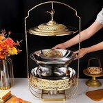 Chafing Dishes Factory - OEM/ODM Custom Factory Golden Chafing Dishes Diamond Suspender Lace Furnace Buffet Set