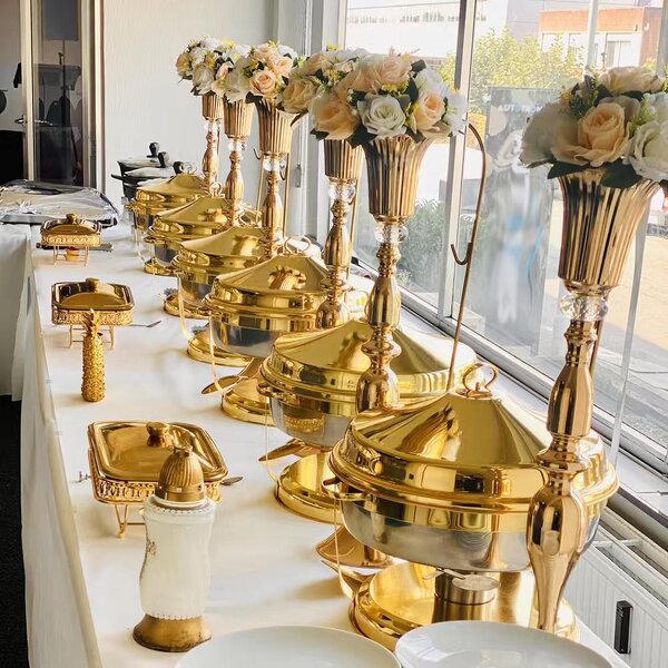 Chafing Dish Factory - OEM/ODM Custom Luxury Restaurant Buffet Set Stainless Steel Food Warmer Custom Gold