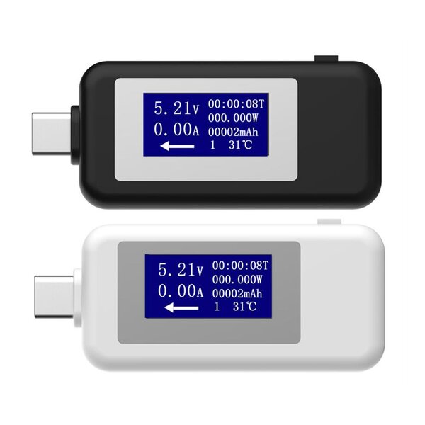 USB Capacity Voltage Tester Factory - OEM/ODM Custom Black White Type-C DC 4-30v USB Capacity Voltage Tester Current