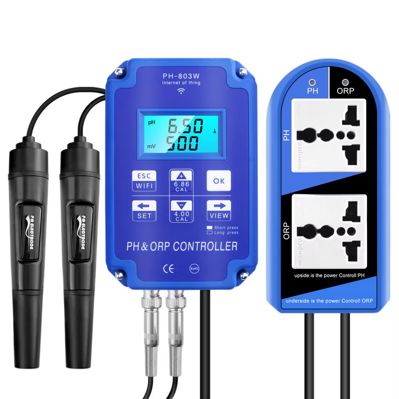 Wifi PH Meter Manufacturer - OEM/ODM Custom PH-803W 2 in 1 Wifi Output Power Relay Monitor Water Quality Tester