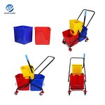 Commercial Mop Wringer Trolley Factory - OEM/ODM Custom Commercial Hotel Cleaning Mop Wringer Trolley Combo Double Bucket