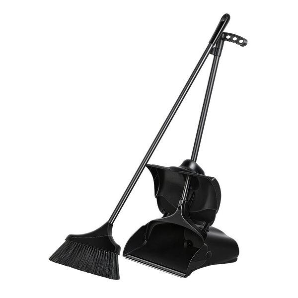 Broom Dustpan Set Factory - OEM/ODM Custom Black Plastic Broom Windproof Dustpan Set Household Cleaning Supplies