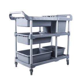 Plastic Service Cart Manufacturer - OEM/ODM Custom Exclusive 3 Tier Plastic Service Cart Durable Kitchen Plate Collector