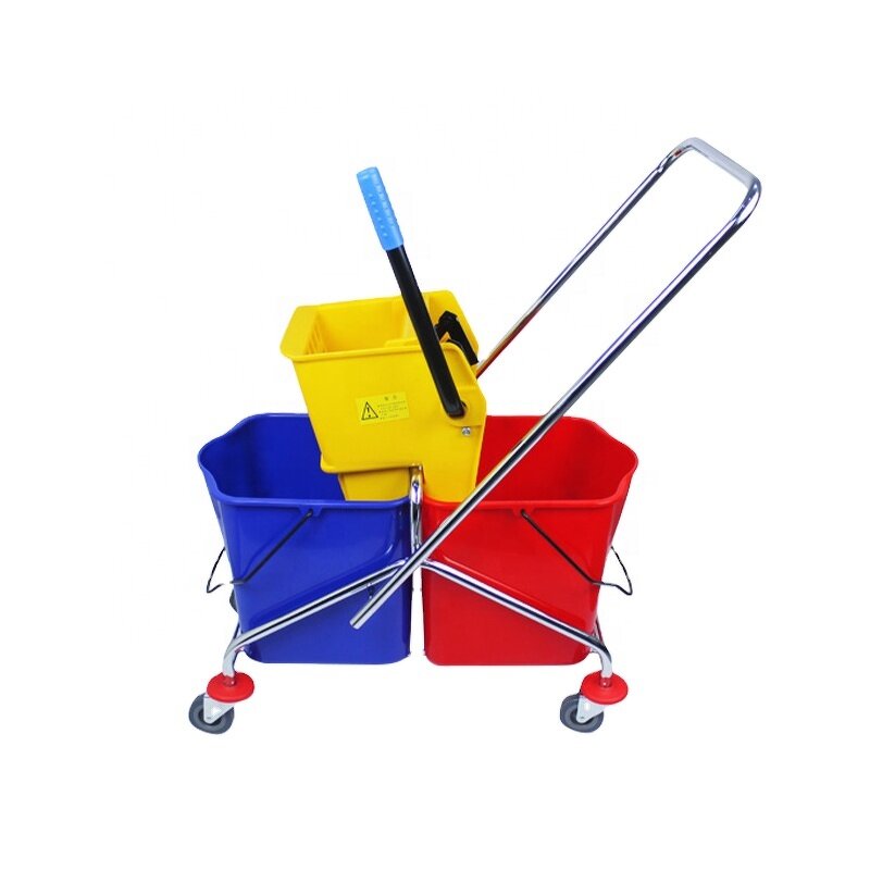 Commercial Mop Wringer Trolley Factory - OEM/ODM Custom Commercial Hotel Cleaning Mop Wringer Trolley Combo Double Bucket