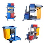 Cleaning Cart Manufacturer - OEM/ODM Custom Hotel Cleaning Cart Plastic Janitor Trolley for Housekeeping