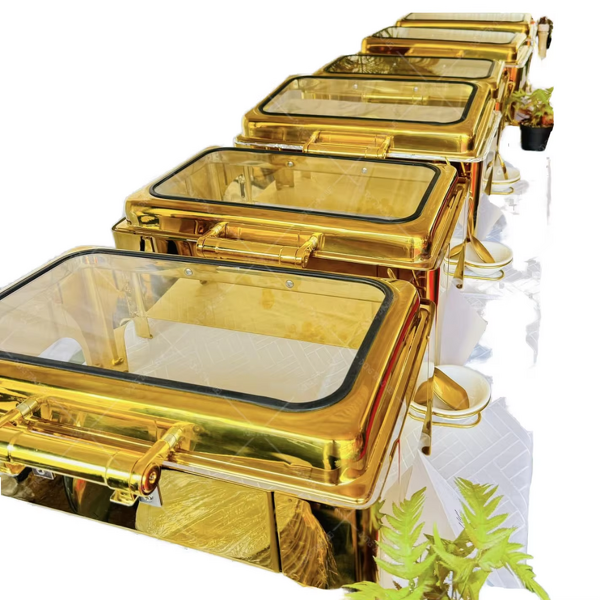 Gold Hydraulic Chafing Dishes Factory - OEM/ODM Custom Gold Hydraulic Chafing Dishes Roll Top Buffet Stove for Wedding