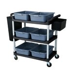 Utility Service Cart Manufacturer - OEM/ODM Custom 3 Shelf Heavy Duty 220LBS Food Service Cart Rolling Kitchen Trolley