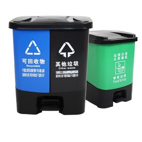 Kitchen Swing Top Trash Can Factory - OEM/ODM Custom Kitchen Household Double Barrel Plastic Swing Top Trash Can 20L 10L