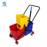 Commercial Mop Wringer Trolley Factory - OEM/ODM Custom Commercial Hotel Cleaning Mop Wringer Trolley Combo Double Bucket